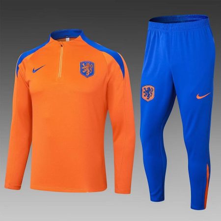 2024 Netherlands Half-Pull Training Suit Orange Football Shirt Set