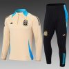 2024 Argentina Half-Pull Training Suit Khaki Football Shirt Set