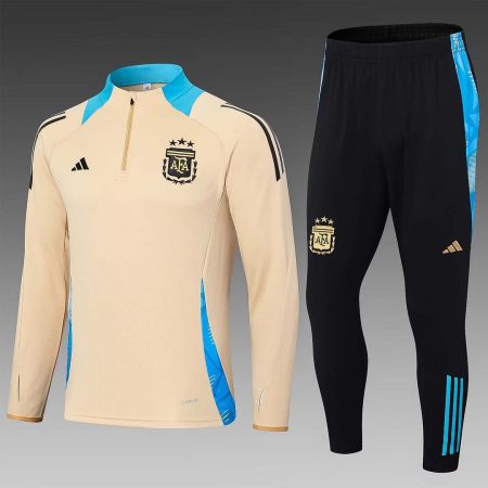 2024 Argentina Half-Pull Training Suit Khaki Football Shirt Set