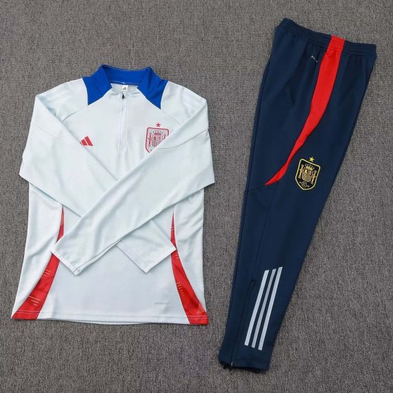 2024 Spain Half-Pull Training Suit Baby blue Football Shirt Set