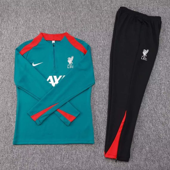 24/25 Liverpool Half-Pull Training Suit Green Jersey Set