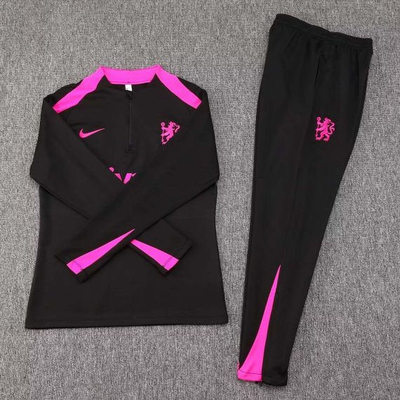 24/25 Chelsea Half-Pull Training Suit Black Football Shirt Set