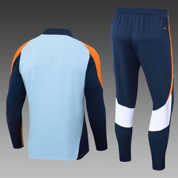 24/25 Real Madrid Half-Pull Training Suit Baby blue Football Shirt Set