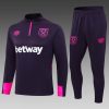 24/25 West Ham United Half-Pull Training Suit Purple Football Shirt Set