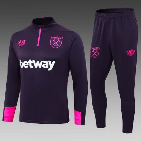 24/25 West Ham United Half-Pull Training Suit Purple Football Shirt Set