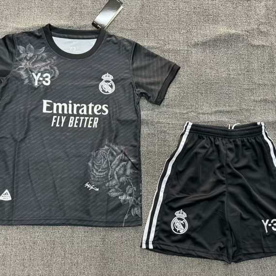 24/25 Real Madrid Y-3 Special Edition Black Football Shirt Kids Size Suit