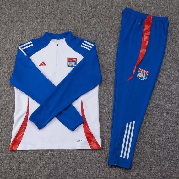 24/25 Lyon Half-Pull Training Suit White Football Shirt Set