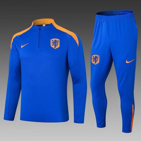 2024 Netherlands Half-Pull Training Suit Colorful Blue Football Shirt Set