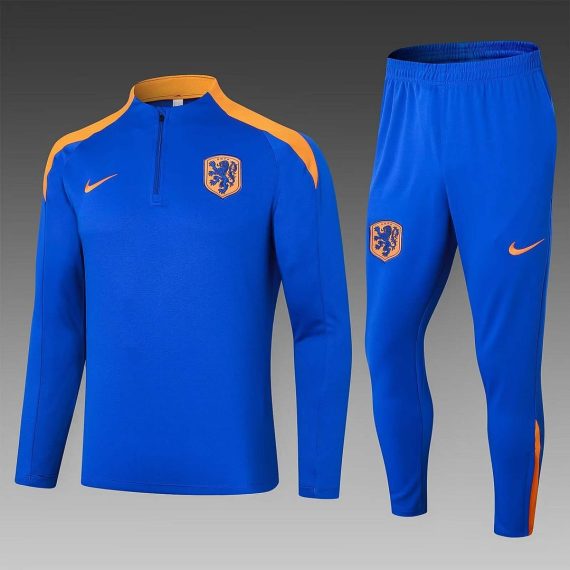2024 Netherlands Half-Pull Training Suit Colorful Blue Football Shirt Set