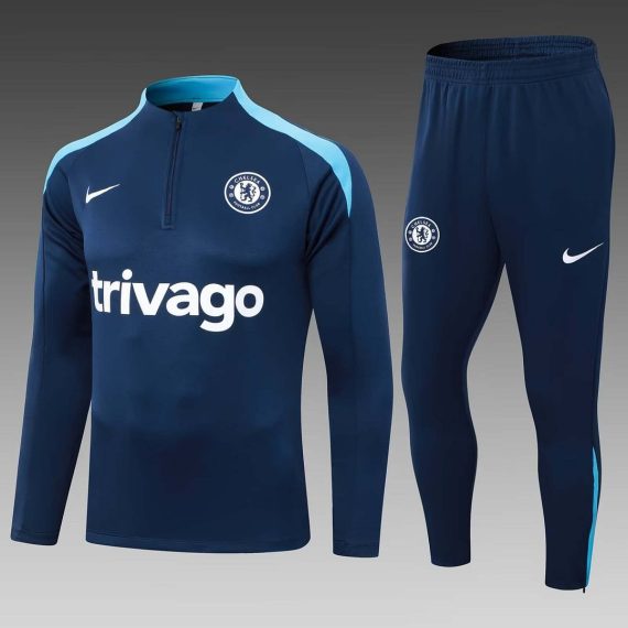 24/25 Chelsea Half-Pull Training Suit Royal blue Football Shirt Set