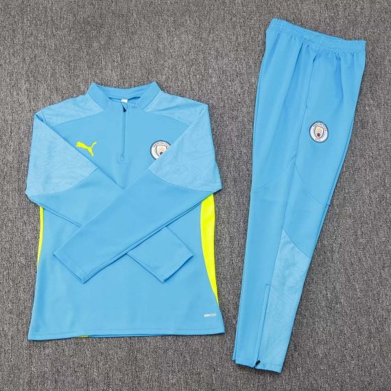 24/25 Manchester City Half-Pull Training Suit Blue Football Shirt Set