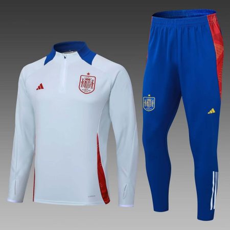2024 Spain Half-Pull Training Suit Baby blue Football Shirt Set