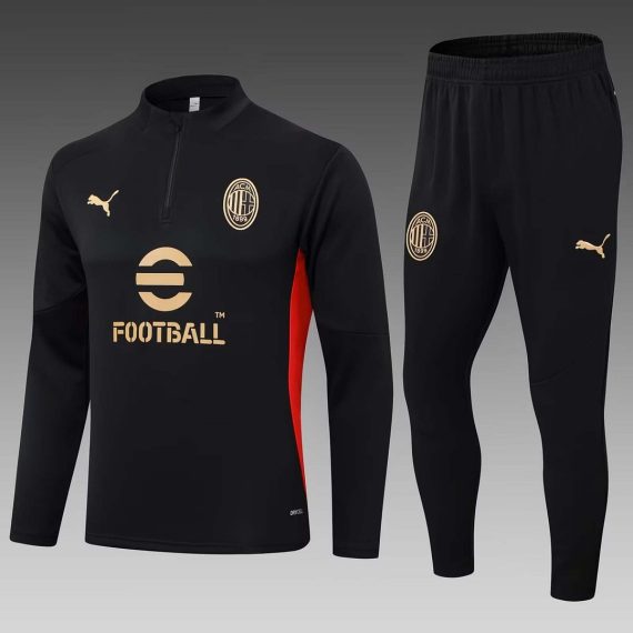 24/25 AC Milan Half-Pull Training Suit Black Soccer Jersey Set