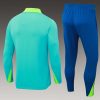2024 Brazil Half-Pull Training Suit Light green Football Shirt Set