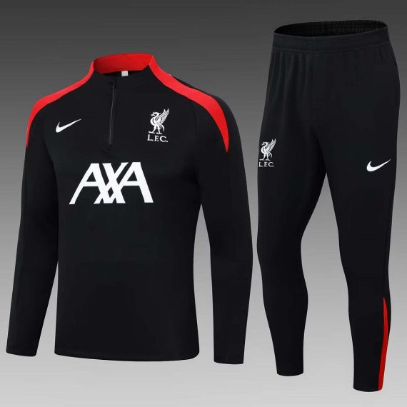 24/25 Liverpool Half-Pull Training Suit Black Jersey Set