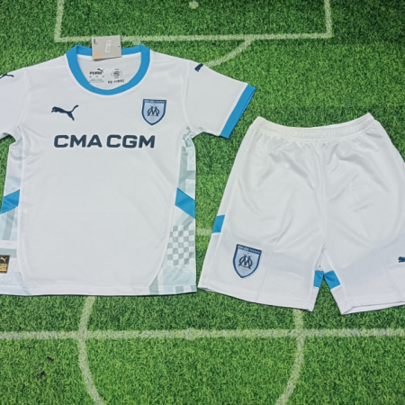 24/25 Marseille Home Football Shirt Kids Size Suit