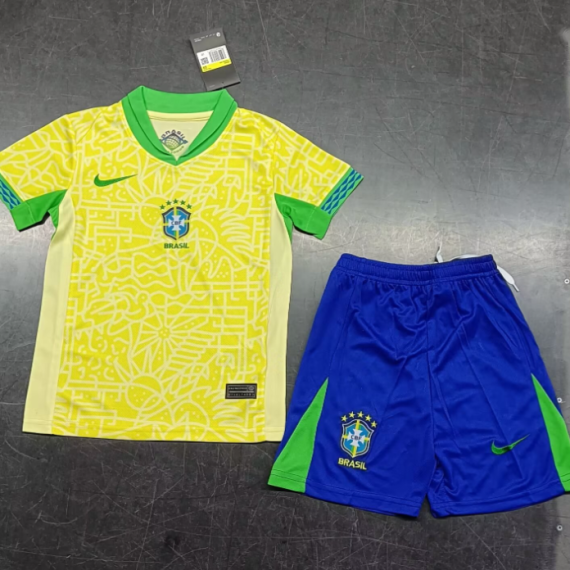 24/25 Brazil Home Football Shirt Kids Size Suit