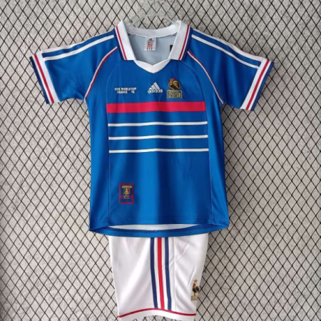 1998 Retro France Home Football Shirt Kids Size Suit