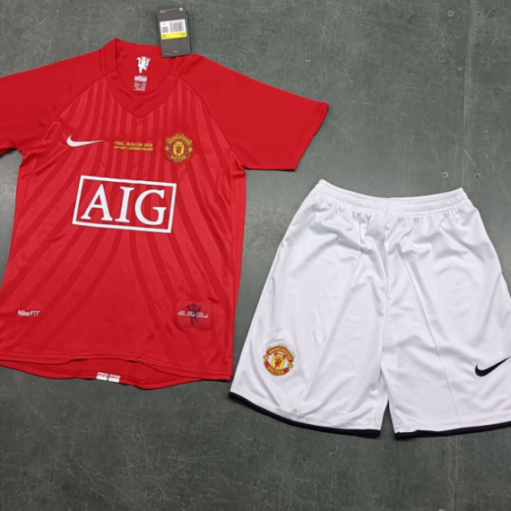07/08 Retro Manchester United Home Champions Final Jersey Kids Size Suit