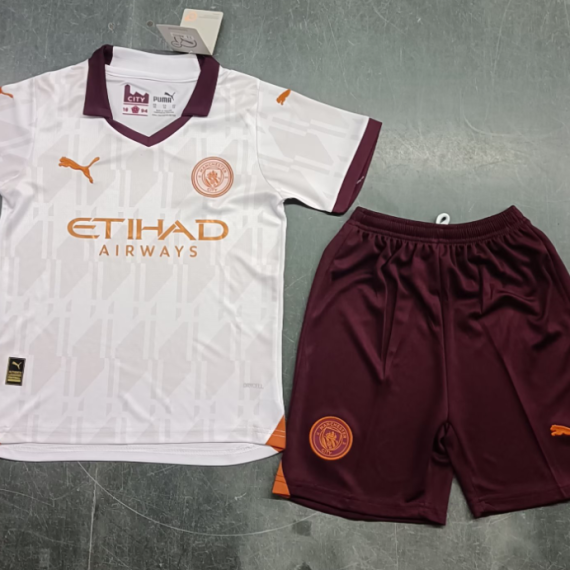 23/24 Manchester City Away Football Jersey Kids Size Suit