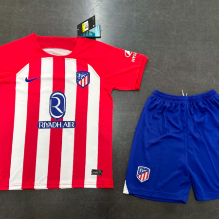 23/24 Atletico Madrid Home Football Jersey Kids Size Suit