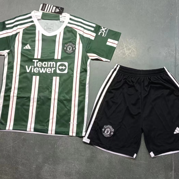 23/24 Manchester City Green Away Football Jersey Kids Size Suit