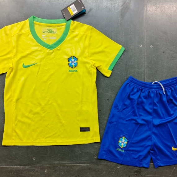 23/24 Brazil Women Home Football Shirt Kids Size Suit