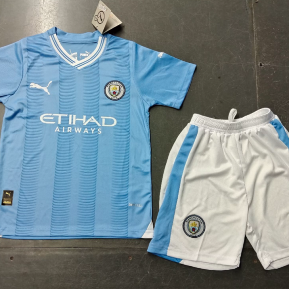 23/24 Manchester City Authentic Home Football Jersey Kids Size Suit