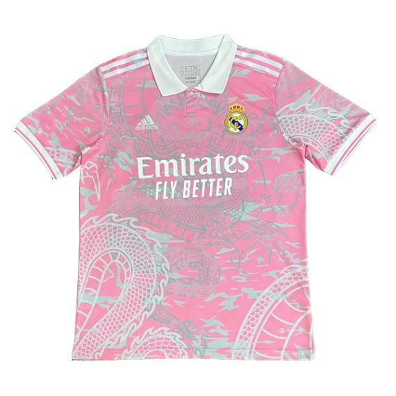 23/24 Real Madrid Pink Fan Version Football Shirt Kids Size Suit