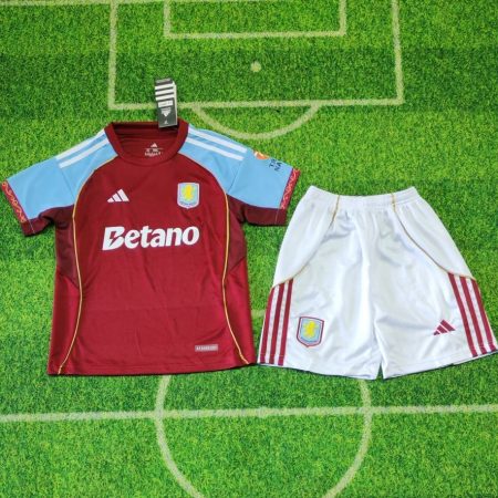 25/26 Aston Villa Home Football Shirt Kids Size Suit