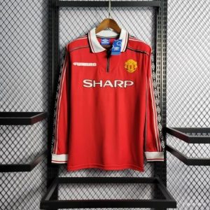 98/99 Retro Long Sleeve Manchester United Home Football Shirt