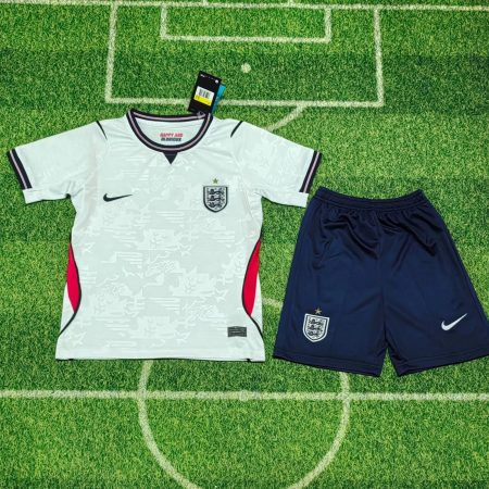 26/27 England Home Football Shirt Kids Size Suit (Blue Shorts)